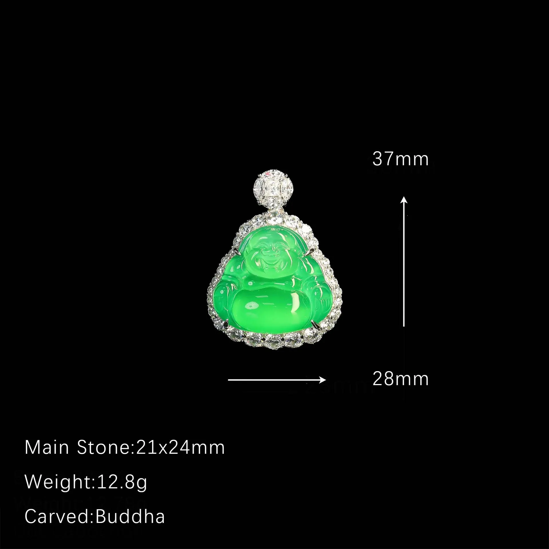 100% Natural Chalcedony Laughing Buddha Pendant 925 Sterling Silver Lucky Feng Shui Amulet Religious Jewelry Women Blessing Gift