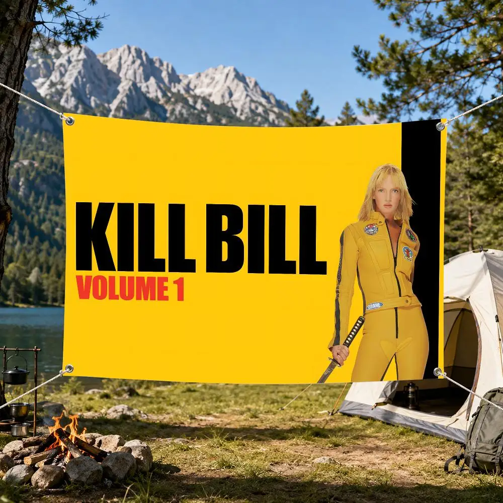 Classic Movie K-Kill Bill Flags Aesthetic Wall Tapestry Printed Wall Hanging Living Room Party Outdoor Decor