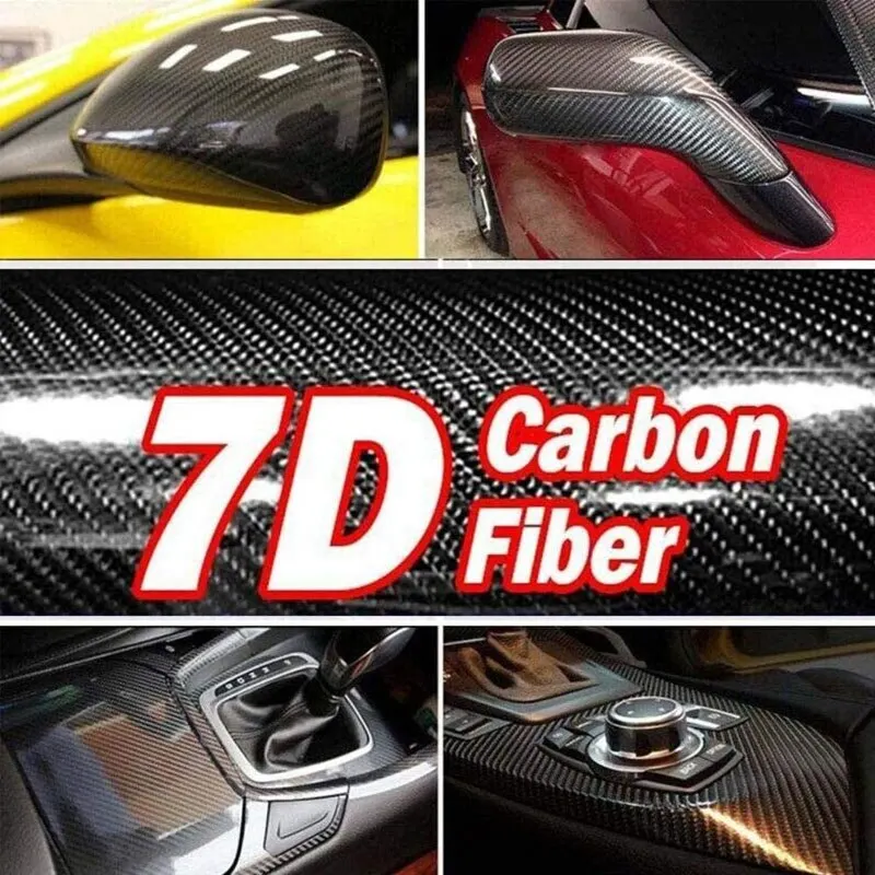 7D Carbon Fiber Car Interior Vinyl Film Decorative Sticker Anti Scratch Protective Film Universal Self Adhesive Car-Styling Trim