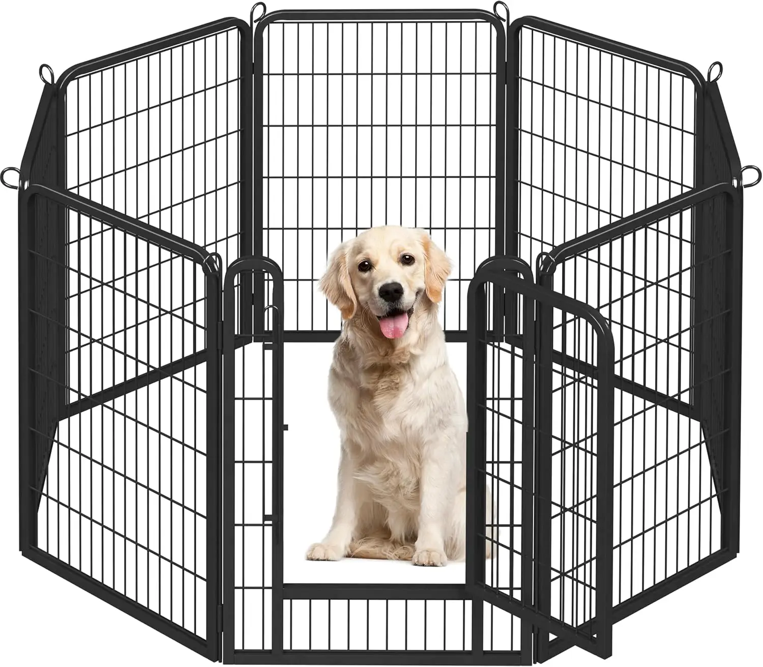 Dog Playpen, Heavy Duty Dog Fence Outdoor Metal Indoor Pet Puppy Exercise Pen Barrier Kennel with Door for Yard/RV Camping