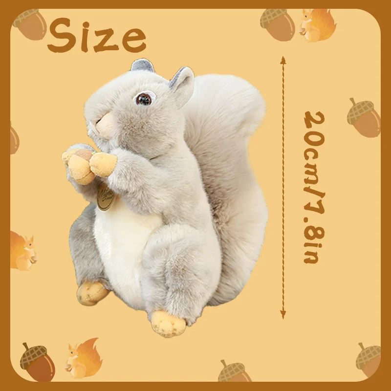 20cm Simulation Squirrel Plush Toy Cuddly Squirrels Holding Pine Cones are the Best Toys for Friends and Children Holiday Gift