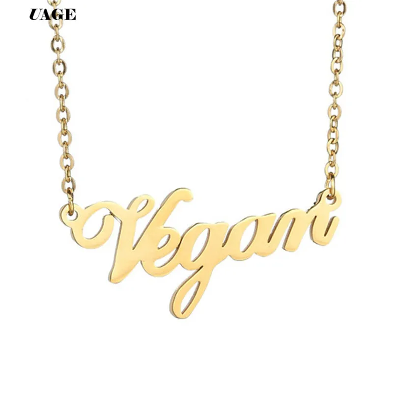 UAGE Vegetarian Symbol  Letters Vegan Necklace Vegan Lifestyle Gift Jewelry for women Necklace