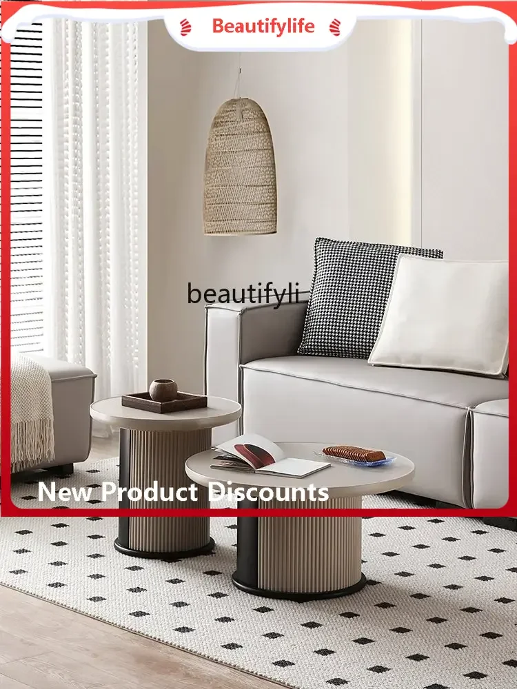 scn8617 Italian Minimalist Size round Coffee Table Combination Silent Style Living Room Cream Style Fashion round Tea Table #1