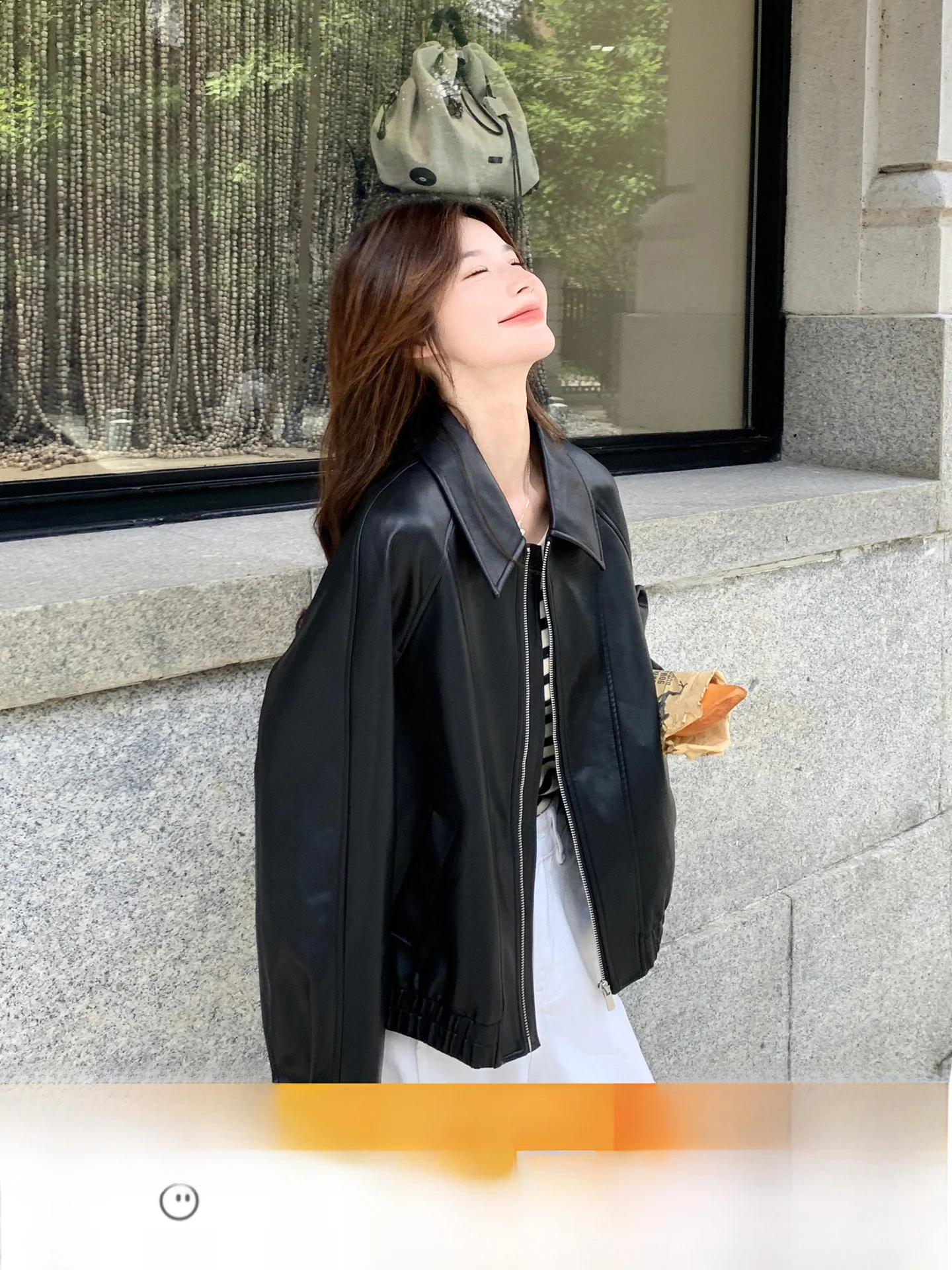 Bla Leather Biker Jaet Donna Sle Dimagrante Personali Americano Casual Cappotto ort Autunno Nuovo arrivo Taglia piccola