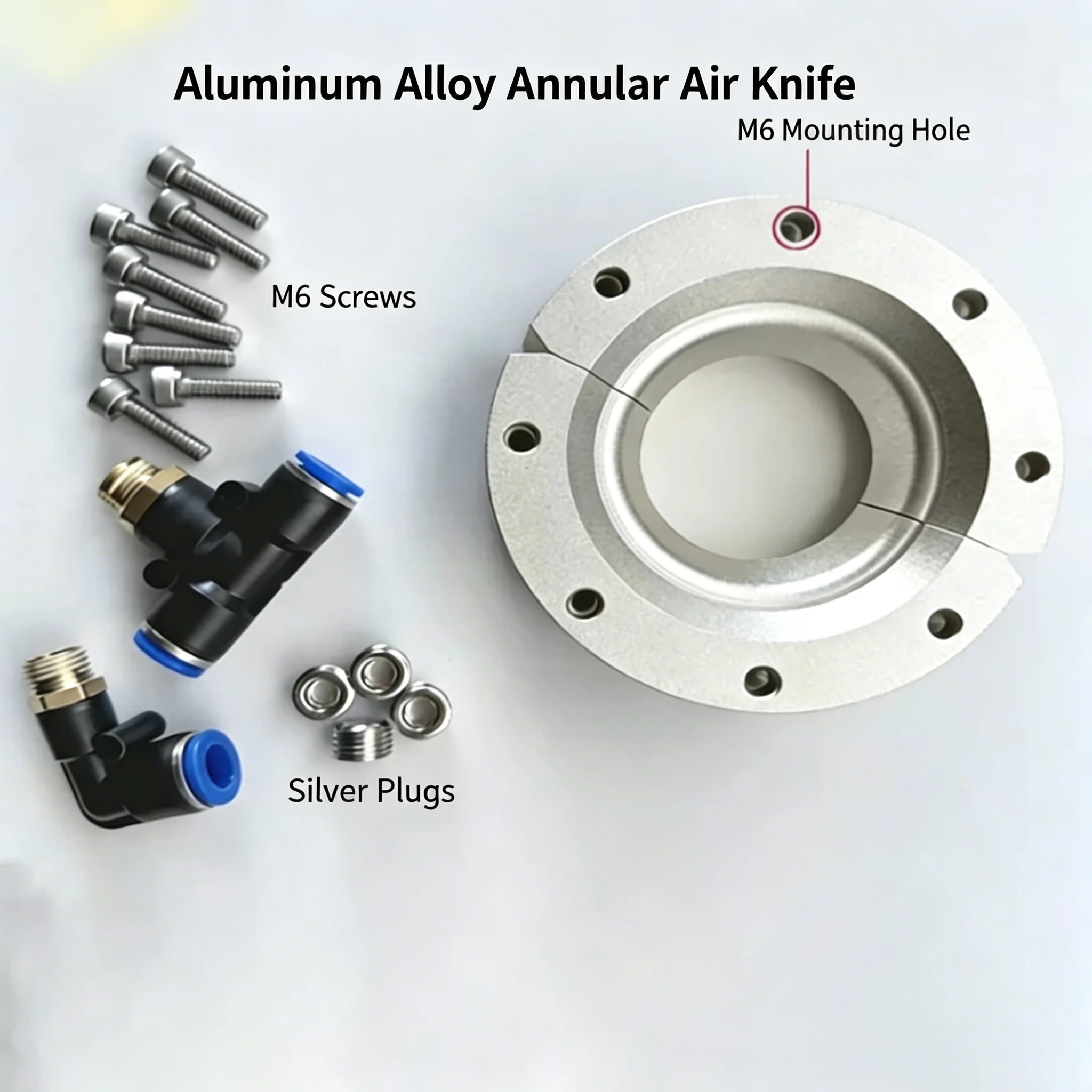Aluminum Alloy Circular Air Knife Wind Knife Blowing Air Blowing Water Dust Removal Cooling, Industrial Line Pipe Pipe Cleaner