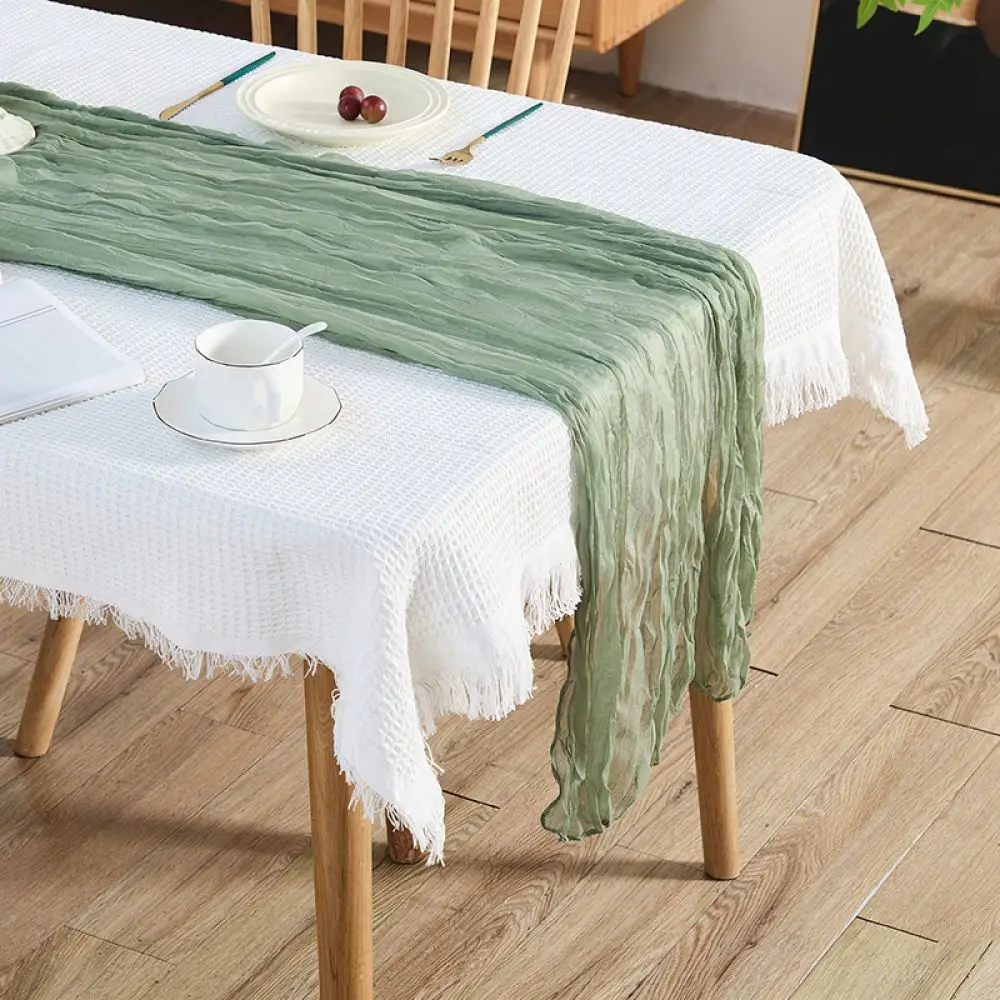 Vintage Style Cheesecloth Table Runner Soft Wrinkled Gauze For Wedding Party Banquet Dining Table Ornament
