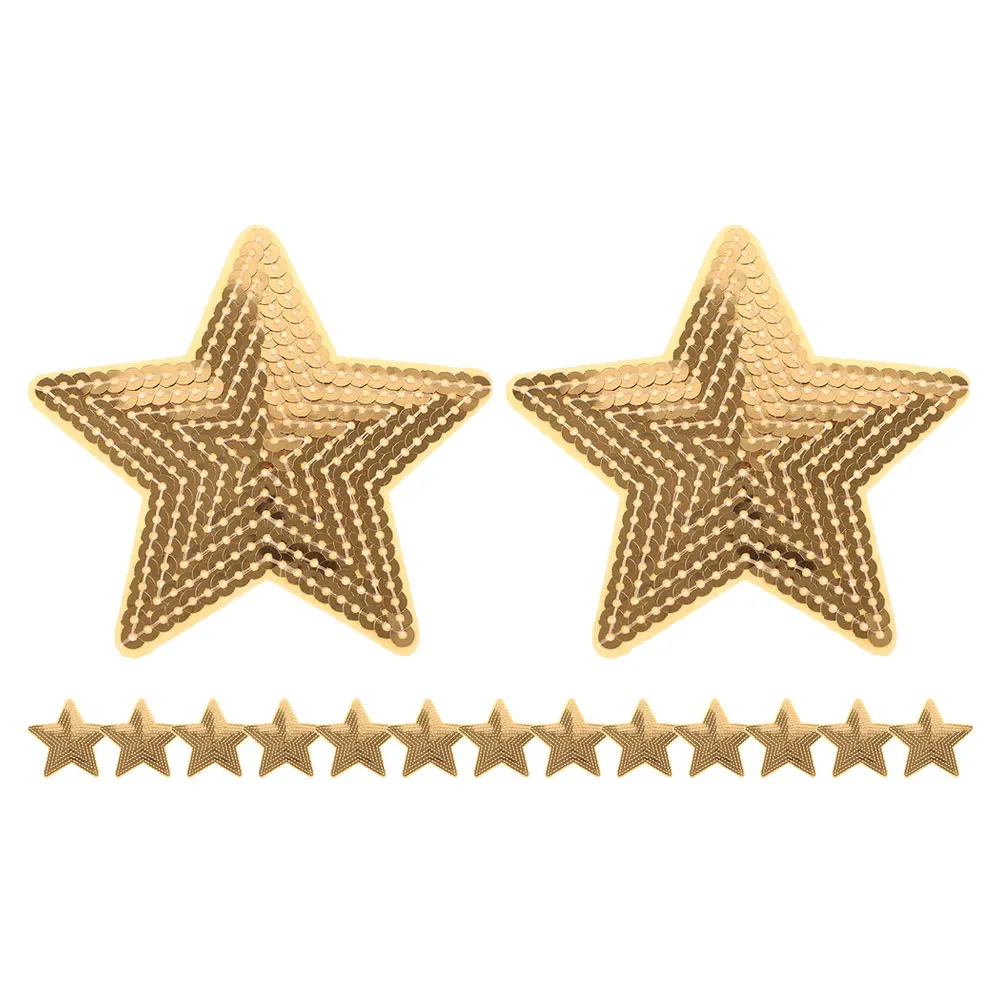 

15pcs Sequin Five Pointed Star Patch Hat Embroidered Applique Iron On Diy Repair Decoration Clothing Shape Glitter Star Patches