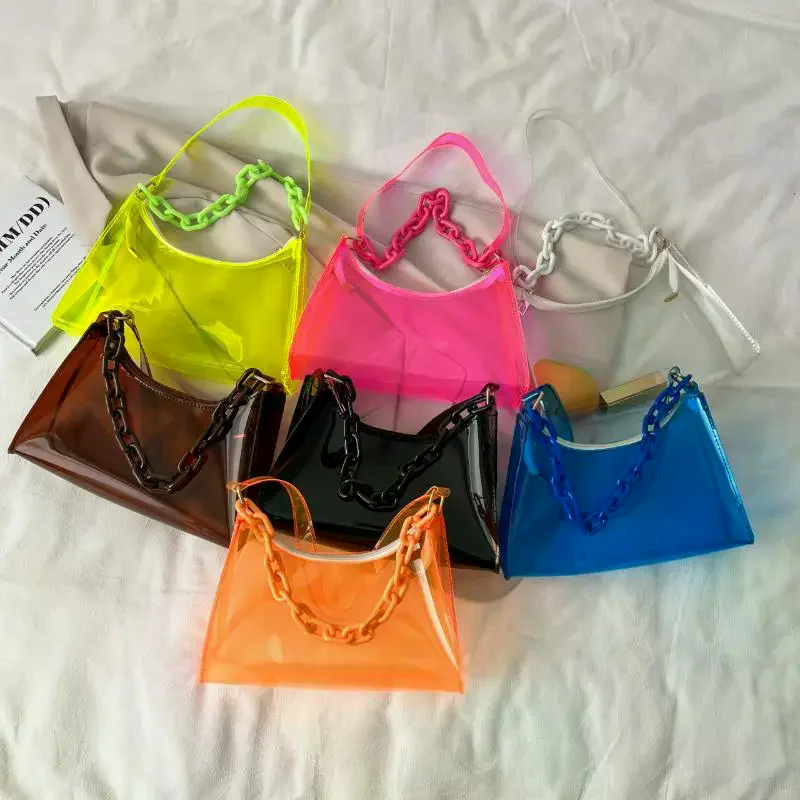 Transparent Jelly Bag Fashionable Messenger Bag Transparent Shoulder Bag Waterproof Handbag Phone Bag Lipstick Key Storage Bag