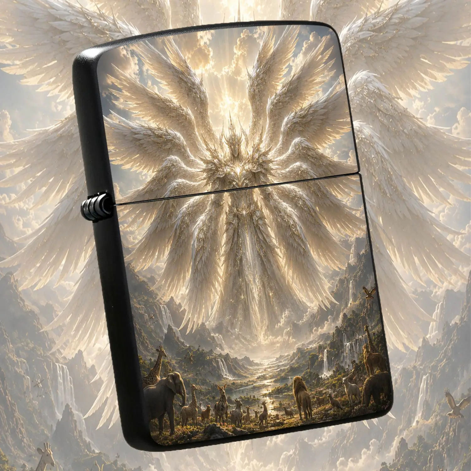 Seraphim Angel Themed Lighter, Exquisite Fantasy Art Pattern Decor, Ideal Collectible Gift for Friends Family, Suitable for All Daily Scenarios, Stylish Portable Practical Accessory with Sacred Aesthetic Vibe A Humorous And Interesting Lig