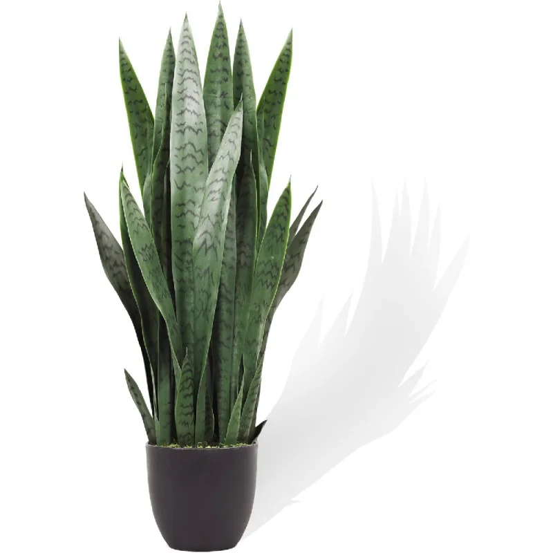 

Artificial Snake Plant, Fake Sansevieria Indoor Outdoor, 28 Thick PE Leaves Lifelike Faux Silk Plants, Home Decor