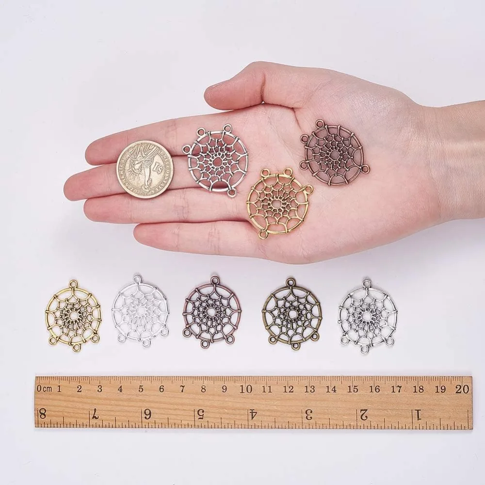 40Pcs 5 Color Dream Catcher Connectors Charms Pendants 34x28mm Style Chandelier Components Links for DIY Dangle Earring view 3