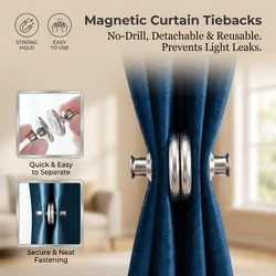 8 Pairs Curtain Magnets Closure, Curtain Weights Magnets Clips with Tack, Drapery Magnetic Holder Buckle to Hold Curtains Closed