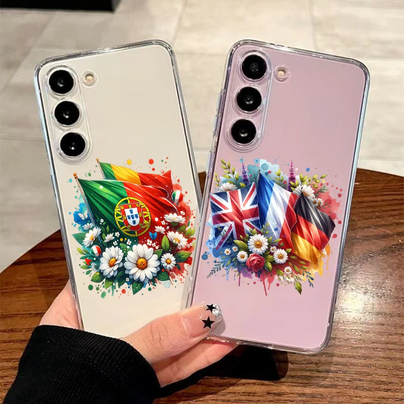 National Flag Soft Cover for Samsung Galaxy A13 A15 A17 A21S A22 A23 A25 A31 A32 A34 A53 A55 5G Transparent Phone Case Funda Bag