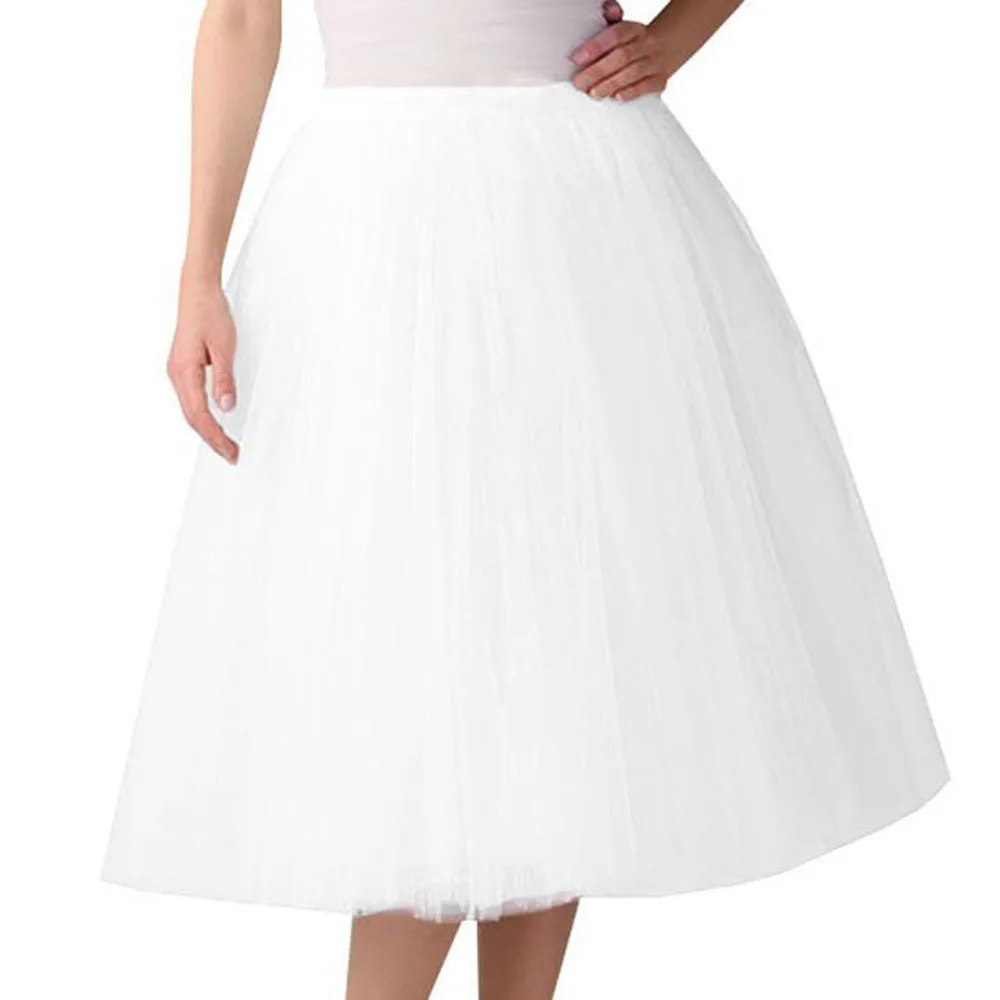 3-lagen mesh lange tule rok elastische taille elegante hoge taille baljurk gaas tutu rok voor lente herfst feestjurken