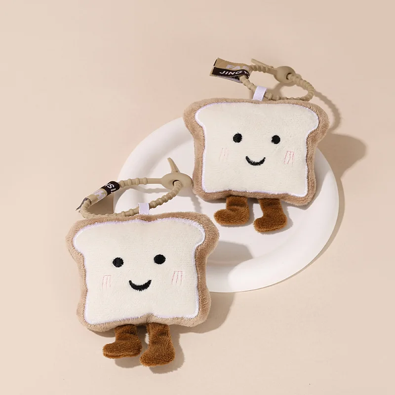 Creatieve Pluche Toast Brood Figuur Hanger Sleutelhanger Schattige Cartoon Zacht Pluche Knuffels Kinderen Rugzak Tas Hanger Geschenken