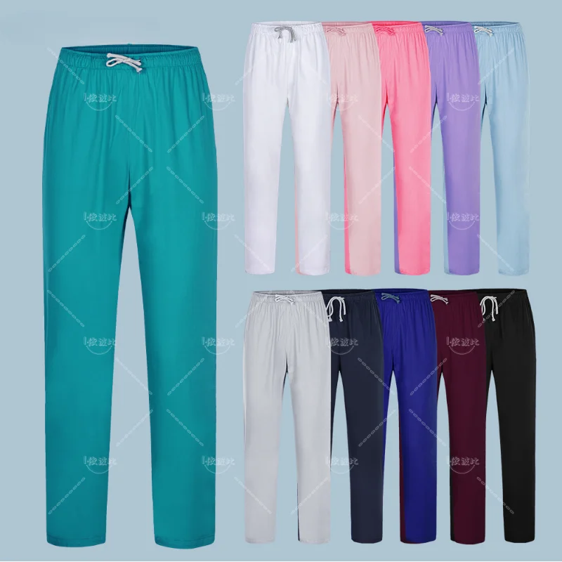 Pantalones médicos a prueba de polvo para mujer, uniformes de enfermera, pantalones de trabajo de laboratorio, pantalones de cintura elástica, venta al por mayor