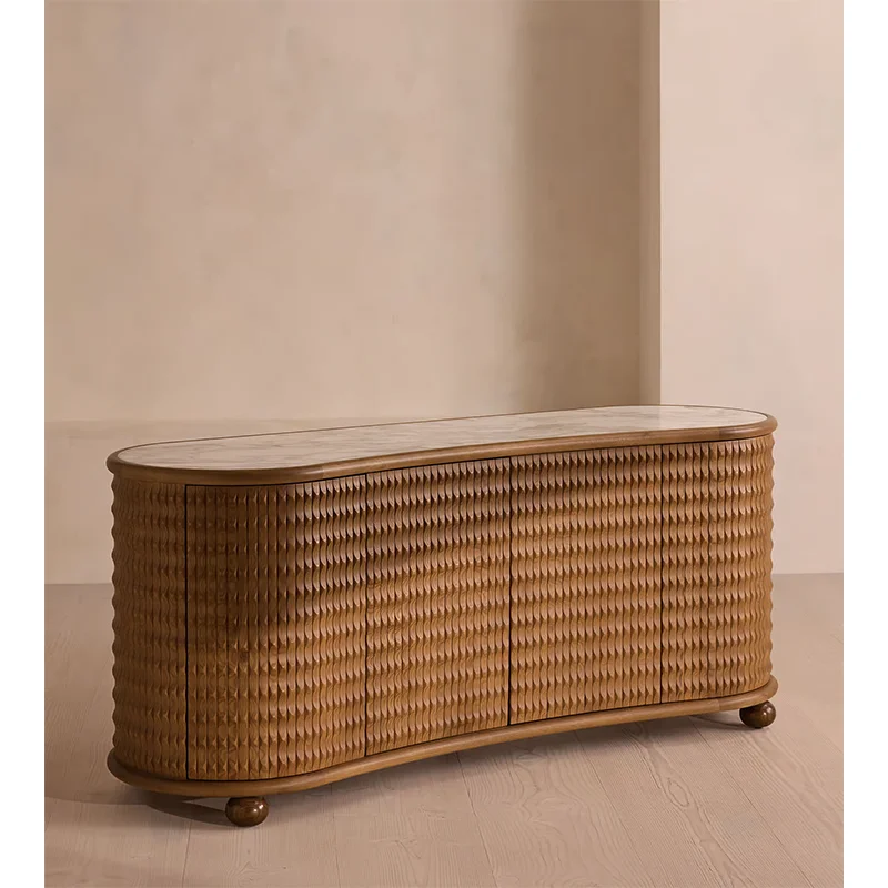 

High quality solid wood oak furniture dining room marble top sideboard