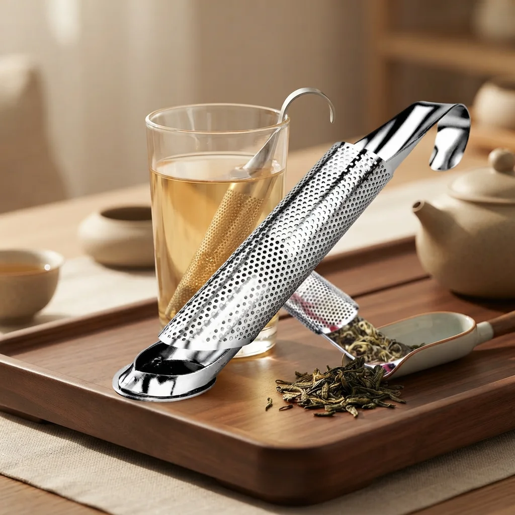 Tea Strainer Stainless Steel Infuser Pipe Design Touch Feel Holder Tool 1 Piece Tea Spoon Filter