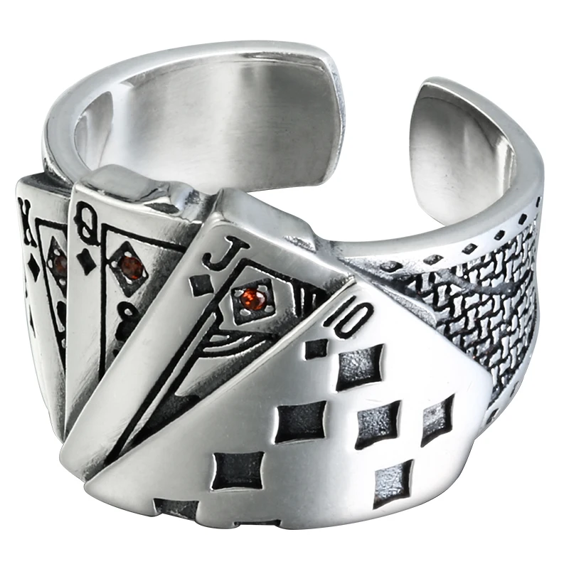 japanese-and-korean-925-sterling-silver-cool-fashion-open-wide-version-ring-stylish-trendy-man's-flush-poker-ring