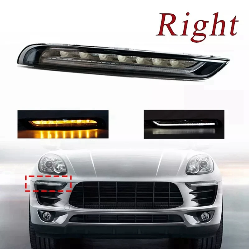 Pair Car LED DRL Daytime Running Light For Porsche Macan 95B Base S Turbo GTS SUV 2014-2018 95B941181A 95B941182A