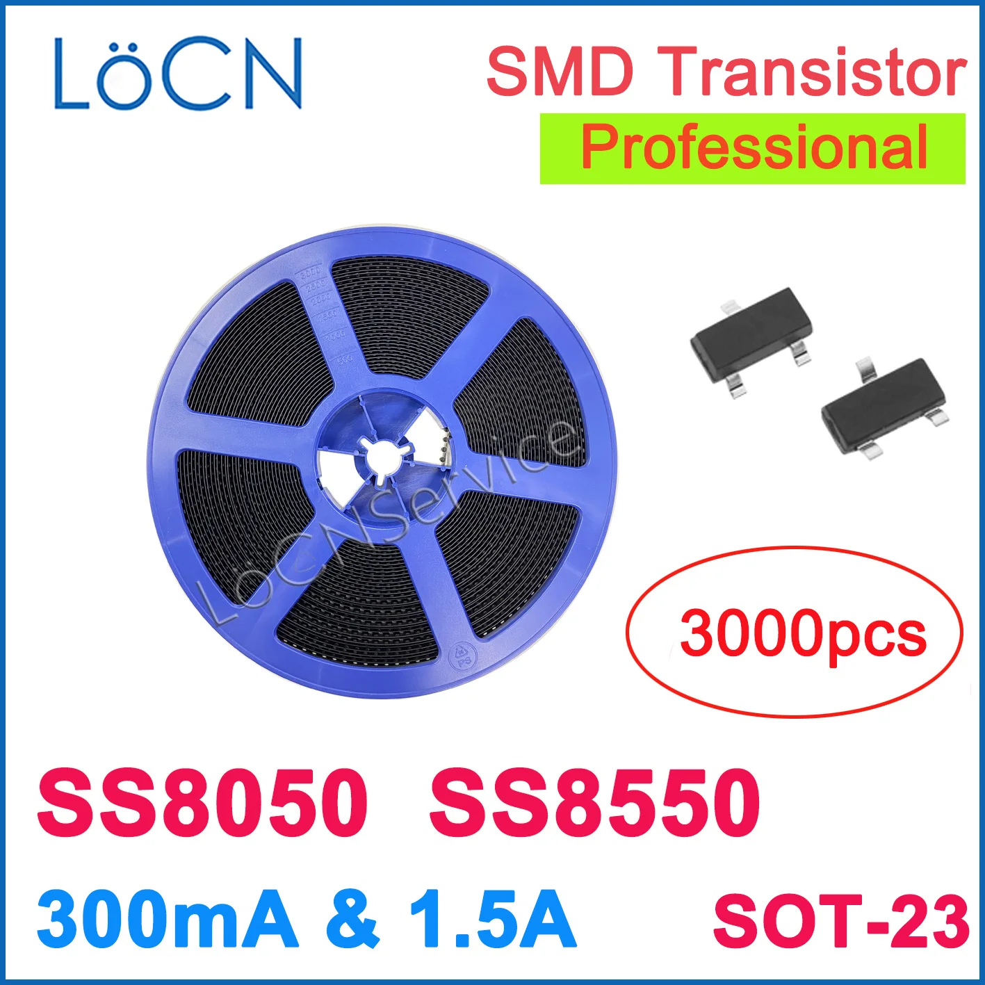 LoCN 3000PCS SS8050 SS8550 SOT23 Y1 Y2 Transistor 300MA 1.5A 1500MA High Big Current High Quality SOT-23