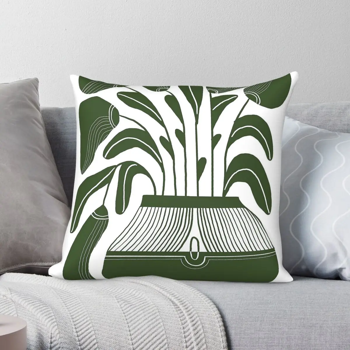 Emerald Bouquet Square Pillowcase Polyester Linen Velvet Pattern Zip Decor Throw Pillow Case Room Cushion Cover