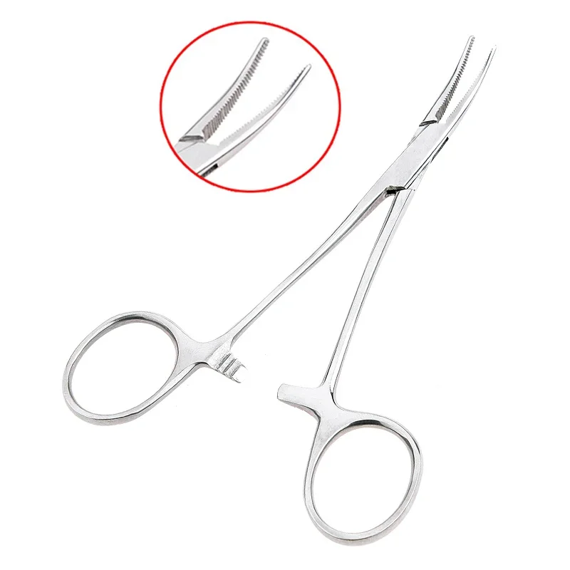 1pc Stainless Steel Hemostatic Forceps Surgical Forceps Tool Hemostat Locking Clamps Forceps Fishing Pliers Curved/Straight Tip