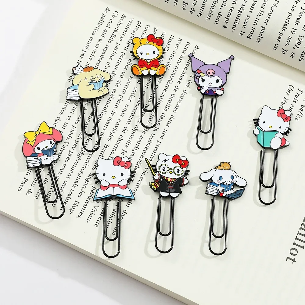 1pcs Kawaii Cute Hello Kitty Metal Paper Clip Bookmarks Anime Fan Collect Sanrio Series Girls Gift Stationery School Supplies