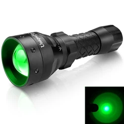 UniqueFire 1407 LED Flashlight Powerful Green Light 3 Mode Zoom Adjustable Torch for Outdoor Hunting Coyote Hog Predator