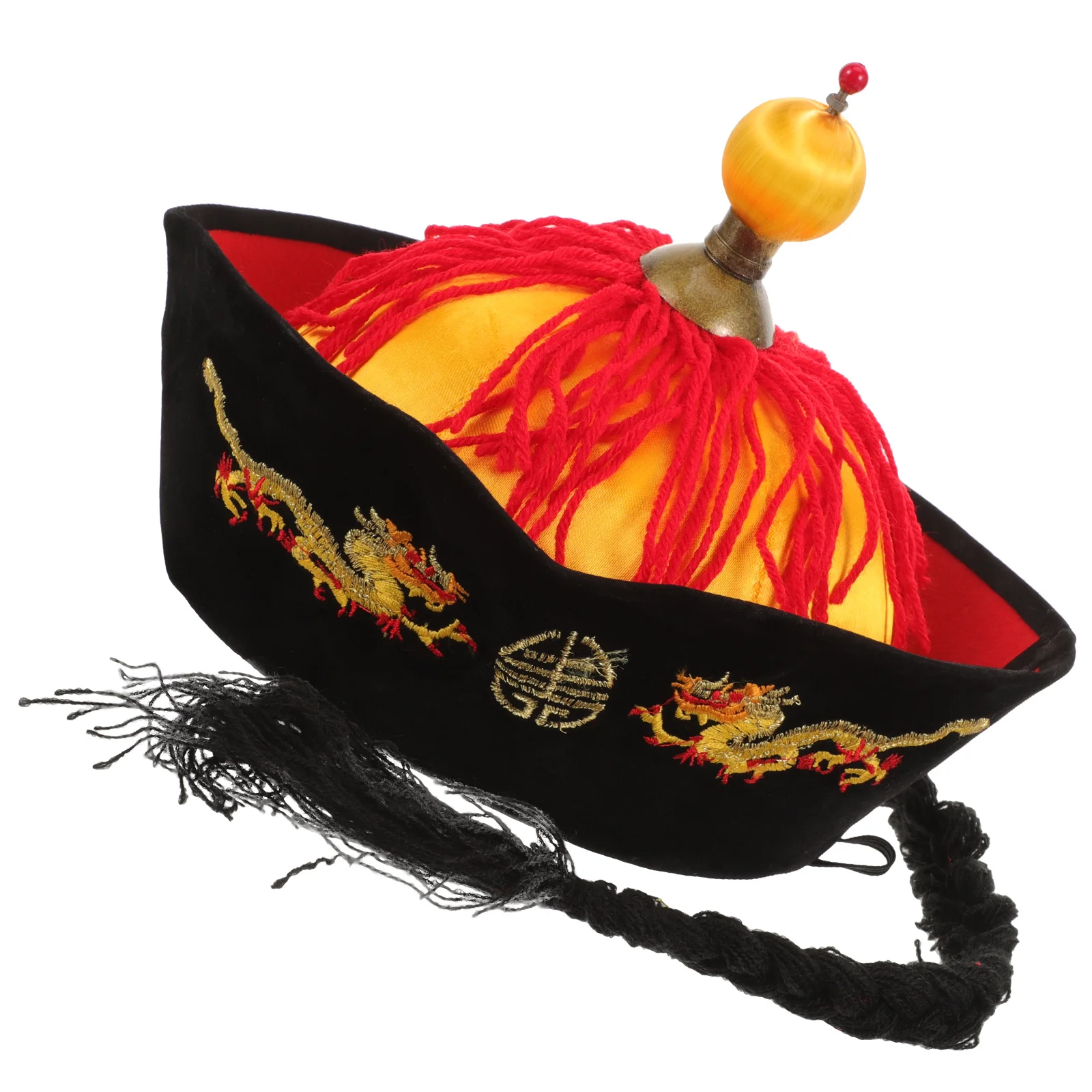 

Chinese Emperor Braids Hat Oriental Style Cosplay Party Hat Prop Festival Costume Accessory Traditional Headwear