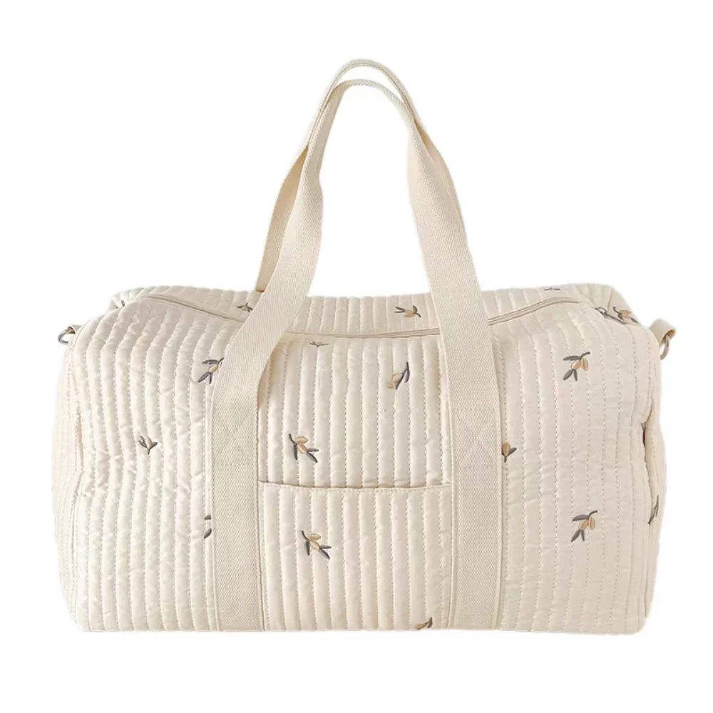 سعة كبيرة حقيبة أمتعة السفر متعددة الوظائف قابلة للطي حقيبة سفر مطرزة الكرتون الدب الحلو زهرة لطيف حقيبة الأم رحلة #1