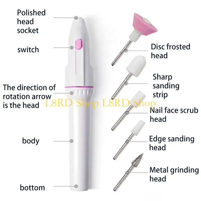 L8rd elektrische nagelbestanden Stel professionele elektrische nageloefening in manicure en pedicure set mini draagbare