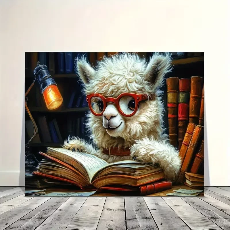 Little Lamb Reads A Book Poster and Prints Animal Art Canvas Painting Wall Art Picture for Living Room Home Decor Cuadros