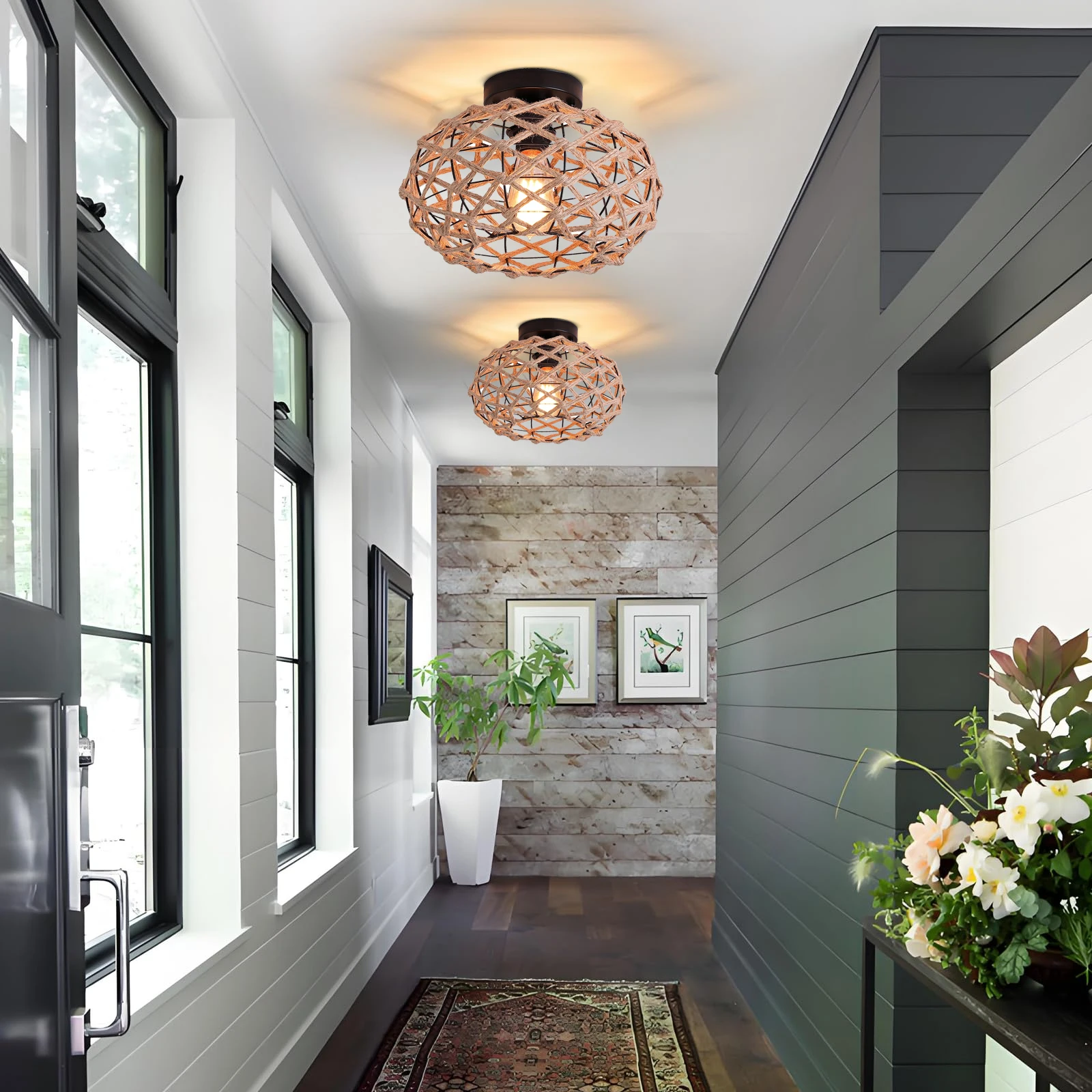 

Modern Farmhouse Black Ceiling Light, Industrial Semi Embedded Ceiling Lighting, Bedroom, Foyer, Dining Room, Corridor Lights