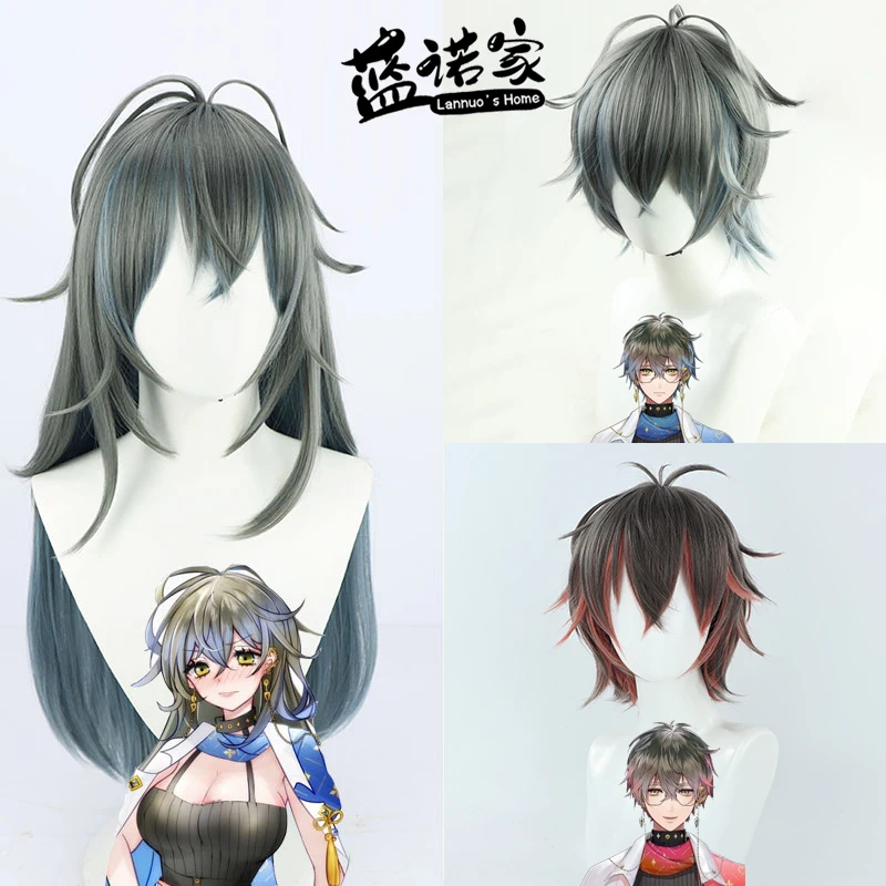 

Virtual YouTube Vtuber Ike Eveland Cos Cosplay Wig Halloween Carnival Party Props Synthetic Hair Heat Resistant Fiber + Wig Cap