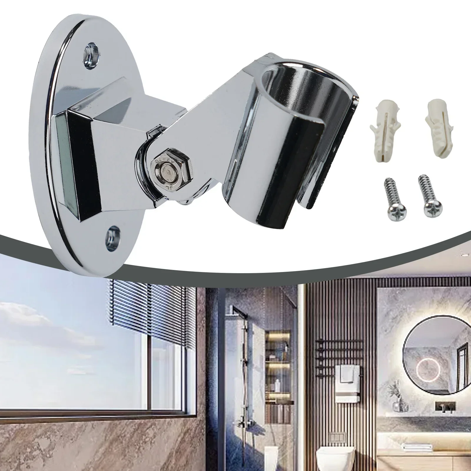 Adjustable Shower Bracket For Bathroom Accessories Silver Universal Suitable For Large And Small Diameter Shower Hoses