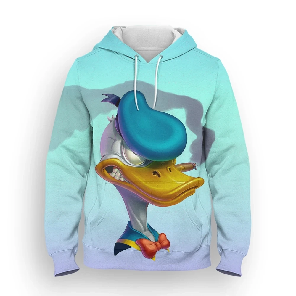 Disney-Oversized Hoodies for Men, Pato Donald, Anime Streetwear, 3D Printed Hoodies, Casual Moletons, Streetwear