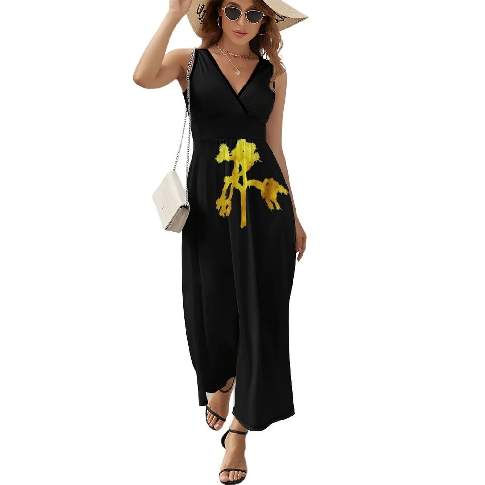 u2 Joshua Tree Gold Sleeveless Dress Long dress woman women long dresses evening dress women dresses korean style