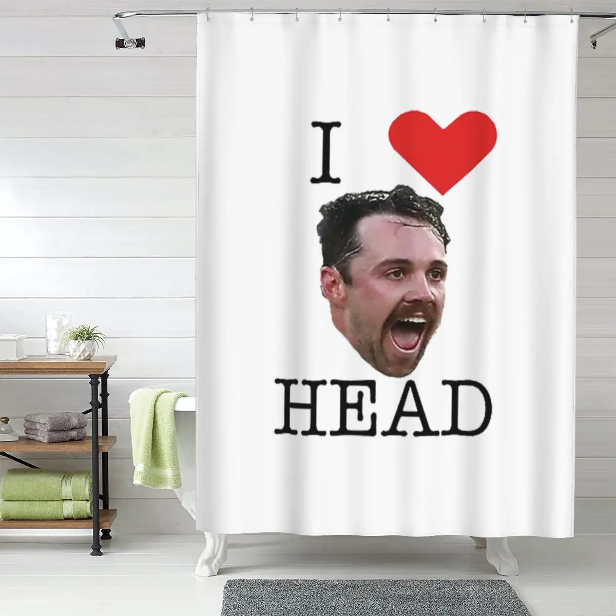 

I Love Travis Head Shower Curtain Bathroom Polyester Waterproof Bath Curtains with Hooks