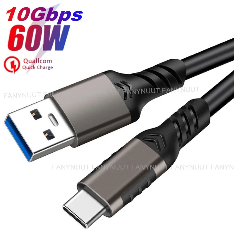 Cable USB 3,2 de 10gbps tipo C, USB A tipo C 3,2, transferencia de datos, USB C, SSD, Cable de disco duro PD 60W 3A, carga rápida 3,0