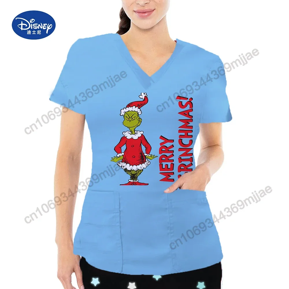 Nurse T-shirt Clothing Women's Pocket Top Women's Clothing V-neck Y2k Top Disney Women's Comfort Shirt Women's T-shirt Cut 2024