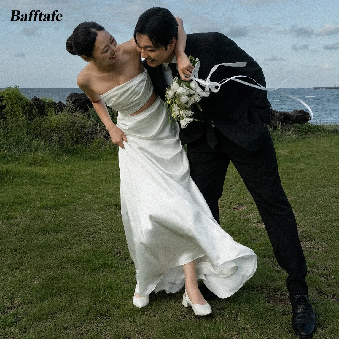 

Bafftafe индивидуальные корейские свадебные платья для невесты длиной до пола, корсет сзади, свадебные платья, вечернее платье для свадебной фотографии