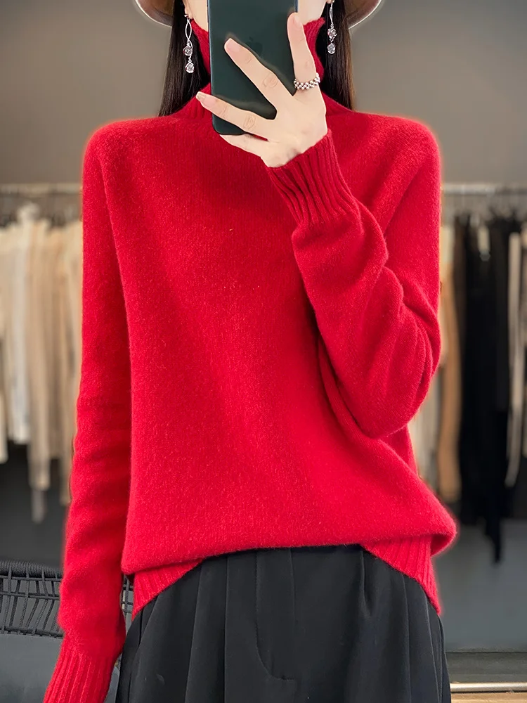 2024 Wowen Cashmere Sweater 100% Merino Wool Jumper Long Sleeve Turtleneck Pullover Autumn Winter Thick Warm Knitwear Clothing