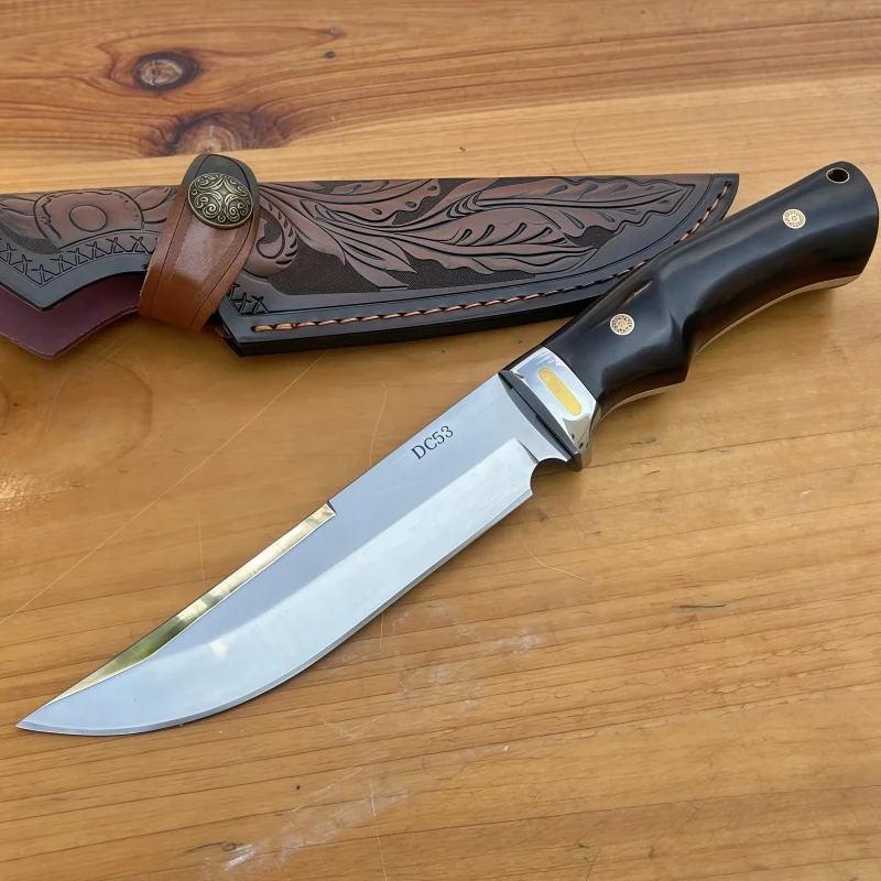 Sandalwood outdoor small straight knife, high hardness, sharp, camping, hiking, multifunctional, convenient, fruit knife