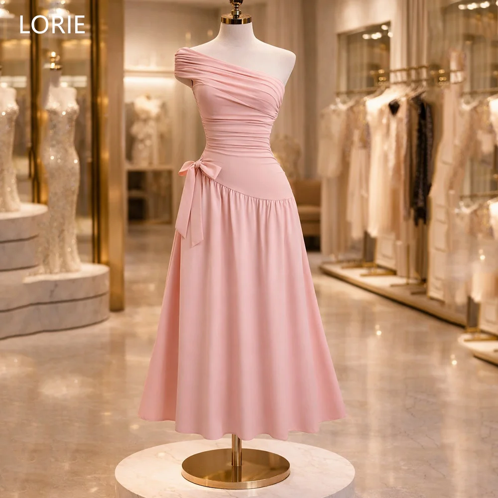 

LORIE Elegant Pink Party Dresses Pleats Sleeveless Bow Evening Prom Dress Draped A-Line Prom Gowns Customized