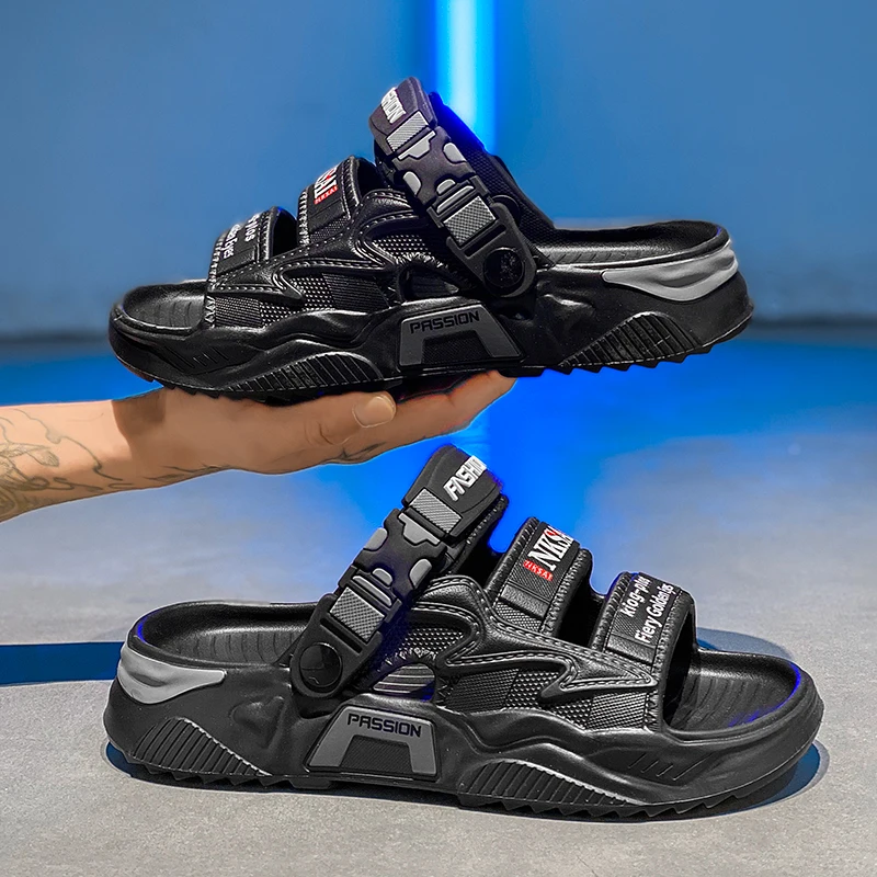 

Summer Fashion Slippers Soft Lightweight Casual Color-blocked Letter Pattern Design New Versatile Large-sized Sandals