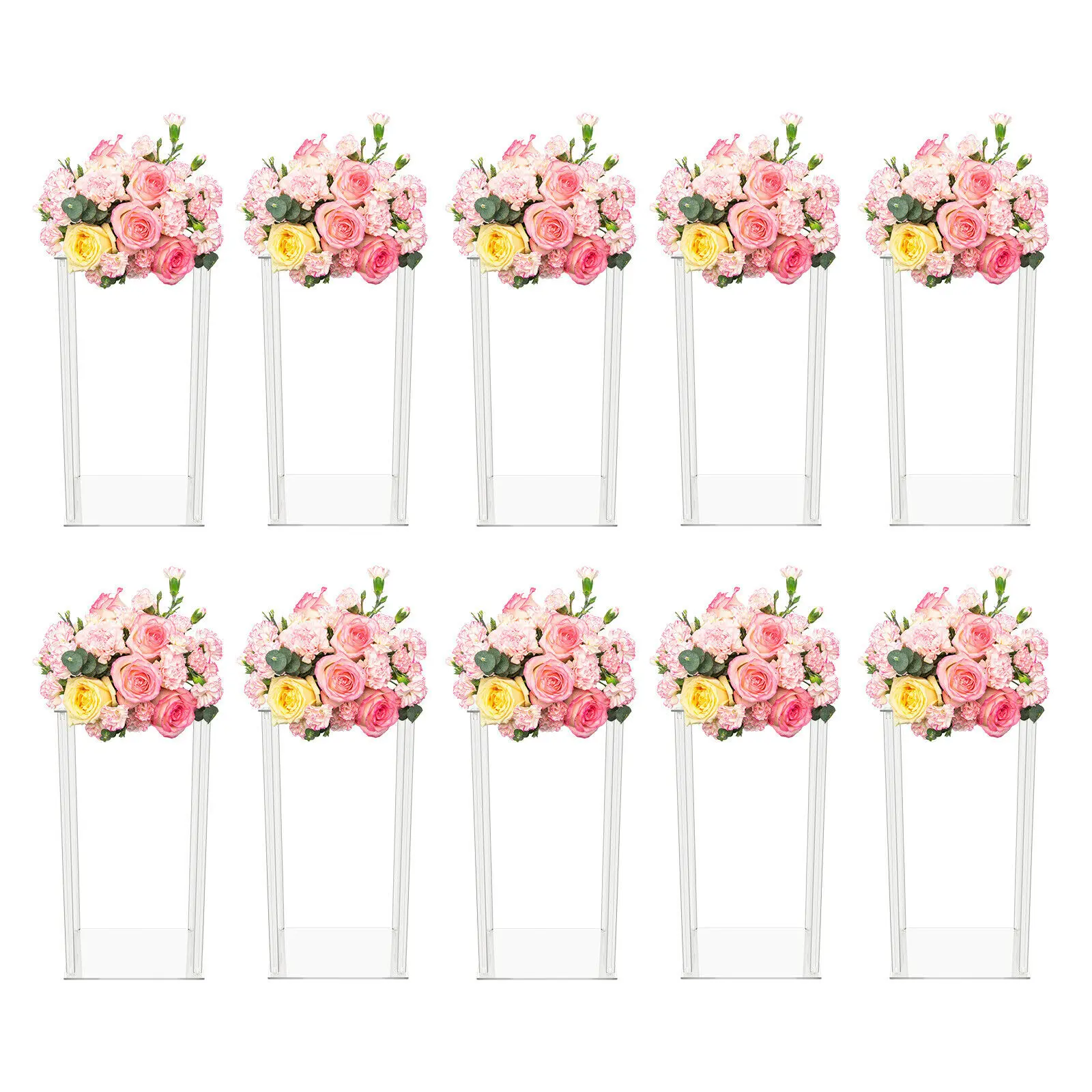 10PCS 23.62'' Tall Clear Acrylic Flower Stand for Wedding Birthday Party Decorations