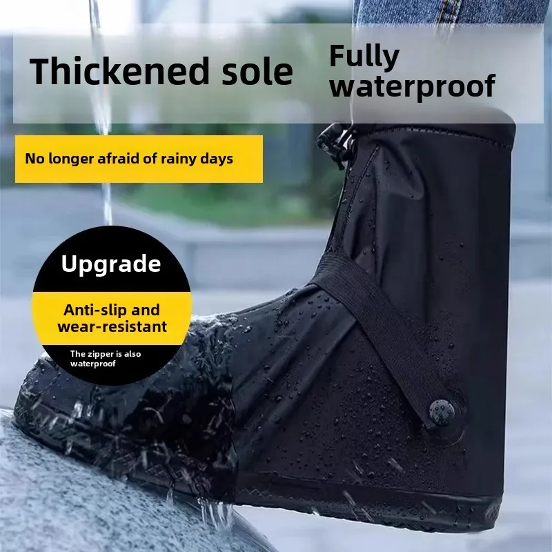 Waterproof Non-Slip Mid-Calf Rain Shoe Covers For Men And Women Thickened Wear-Resistant Rain Boot Covers Outerwear