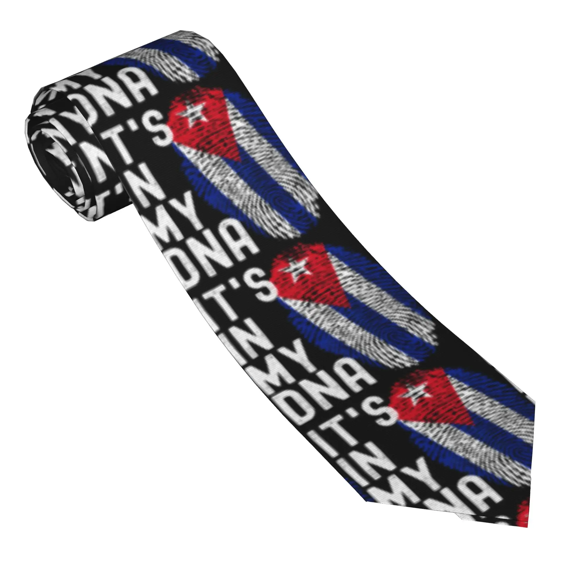 Men's Tie It'S In My DNA Cuba Flag Cuban Neck Ties Retro Collar Tie Custom DIY Daily Wear Party Quality Necktie Accessories