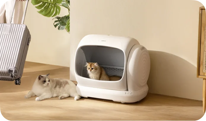 106L slimme automatische kattenbak, semi-open zelfreinigend ontwerp, ultrastil, dubbellaagse siliconenmat, eenvoudige reiniging, C42